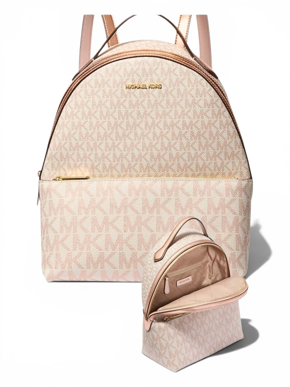 Michael Kors Medium Two-Tone Signature Logo Backpack - Rose Gold
